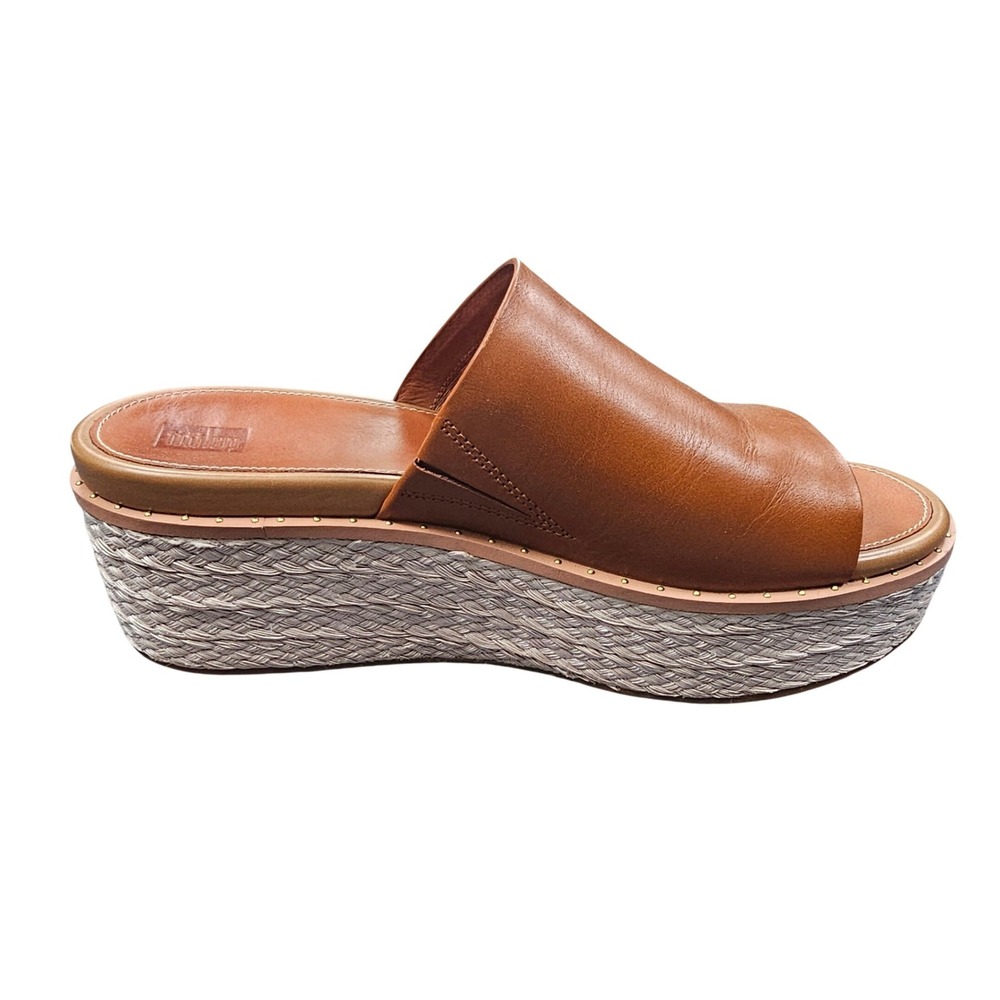 FitFlop Eloise Leather Espadrille Platform Slide Sandals Tan Brown Womens Size 9 - Picture 6 of 8